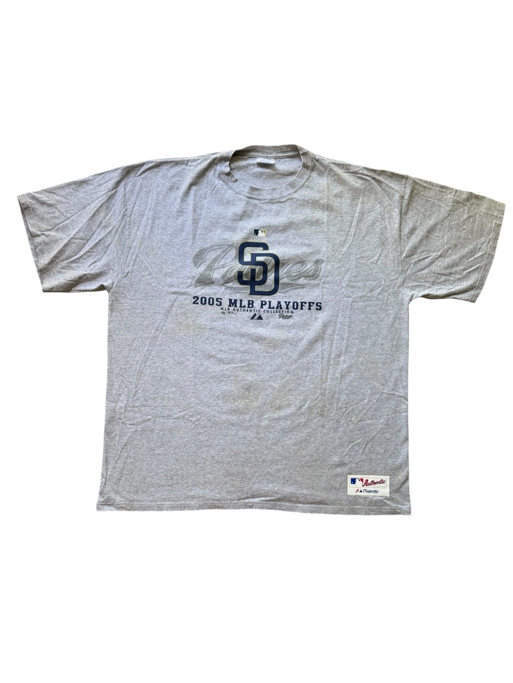 Majestic Gray San Diego Padres 2005 MLB Playoffs Graphic Tee 2XL